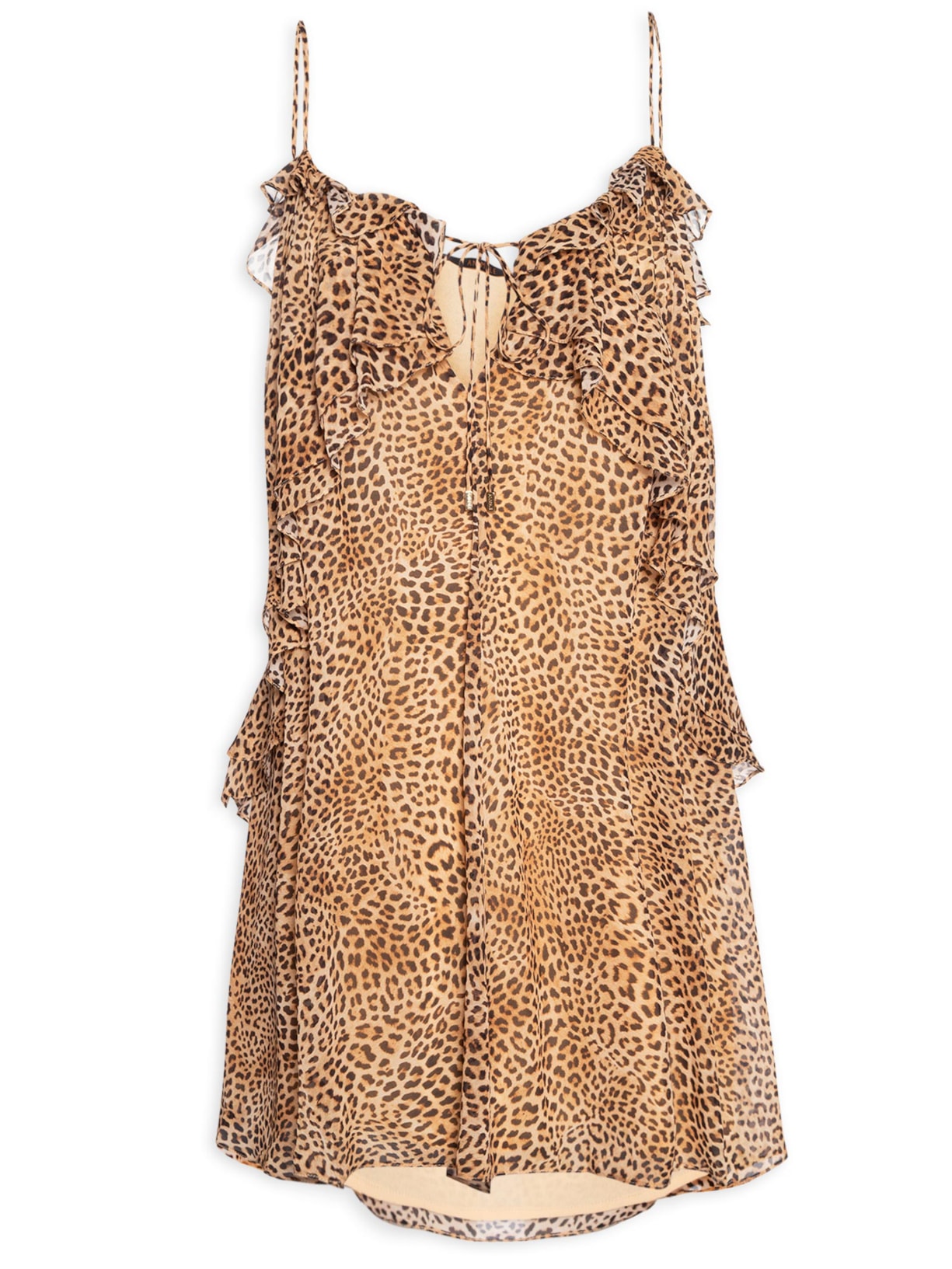 Vestido Curto Babados Onça Suspiro - Animal Print