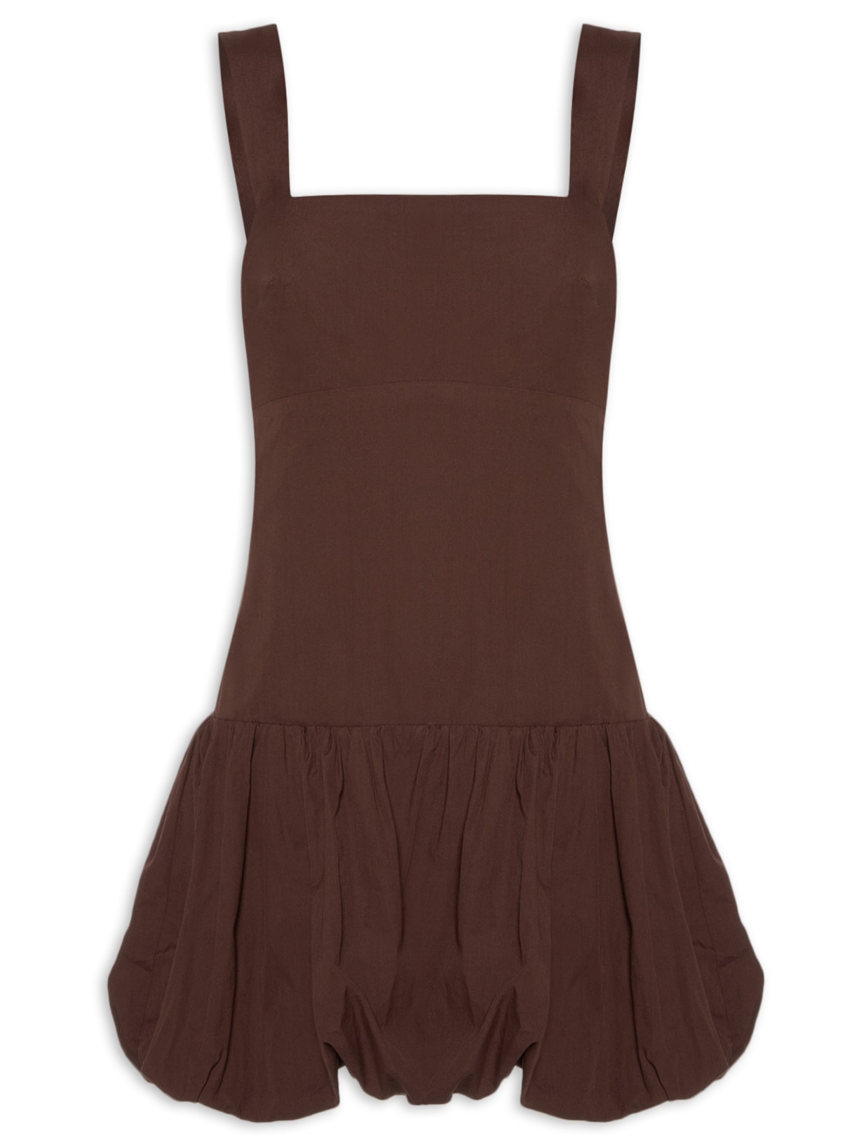 Vestido Curto Balone Alças - Marrom