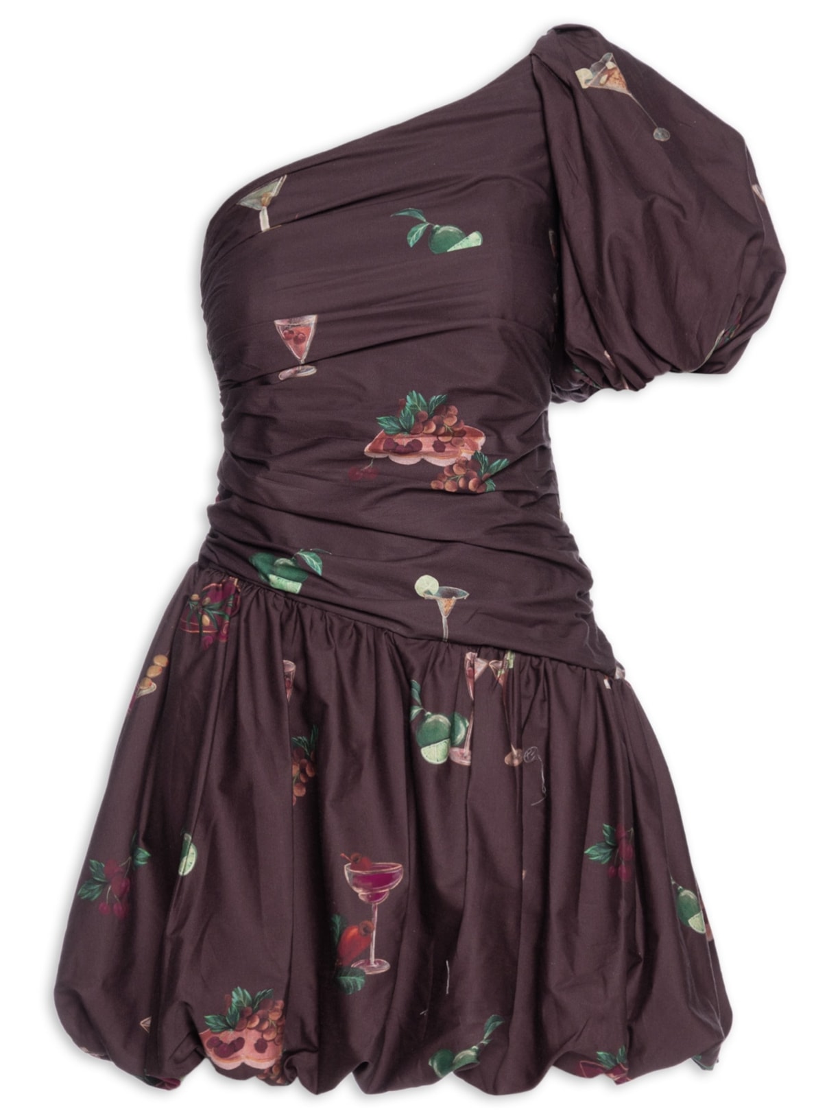 Vestido Curto Balonê Coquetel Tropical Preto Farm