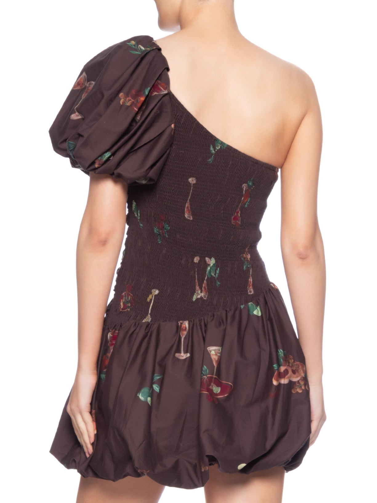 Vestido Curto Balonê Coquetel Tropical Preto Farm