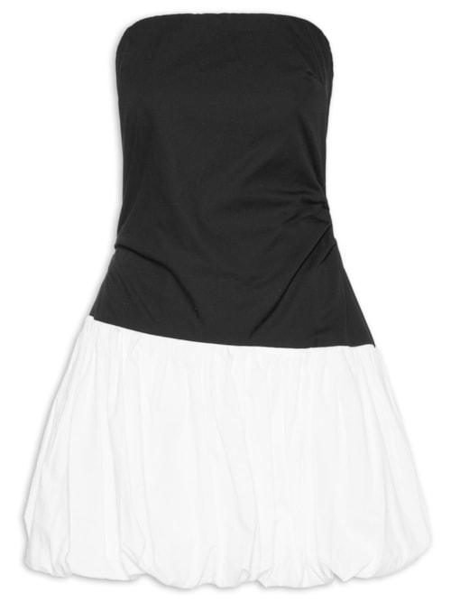 Vestido Curto Balonê Sem Alça - Preto