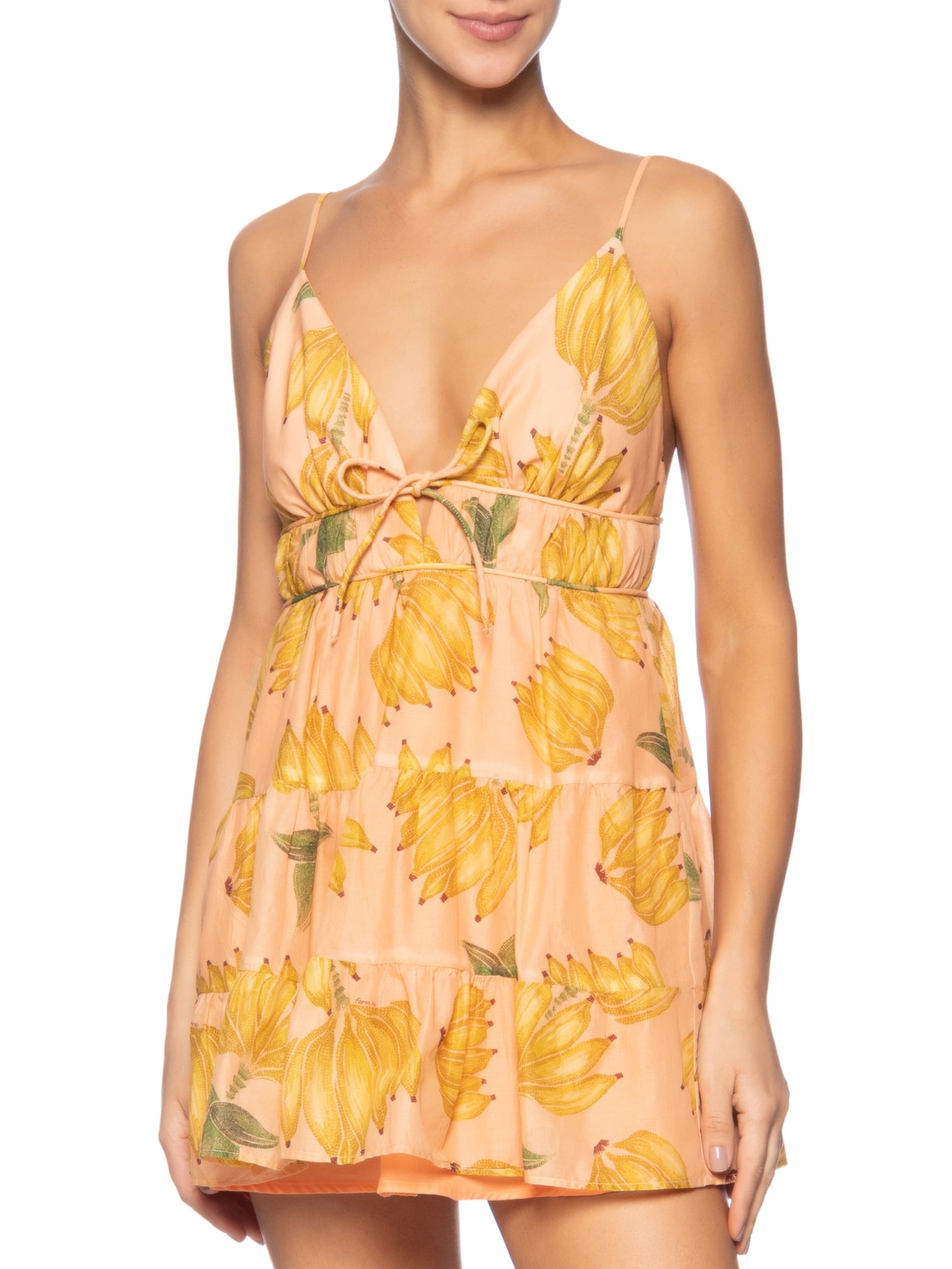 Vestido Curto Banana Prata Rosa Farm