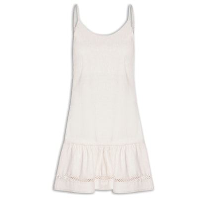 Vestido Curto Barra Detalhada - Off White