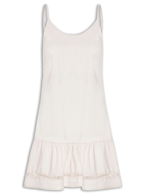 Vestido Curto Barra Detalhada - Off White