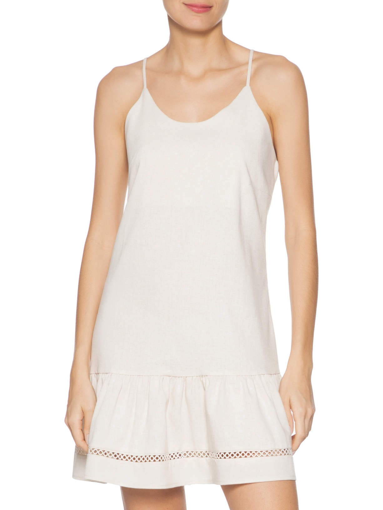 Vestido Curto Barra Detalhada Off White Basiq