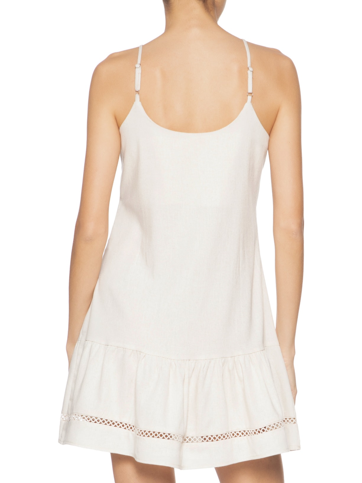 Vestido Curto Barra Detalhada Off White Basiq