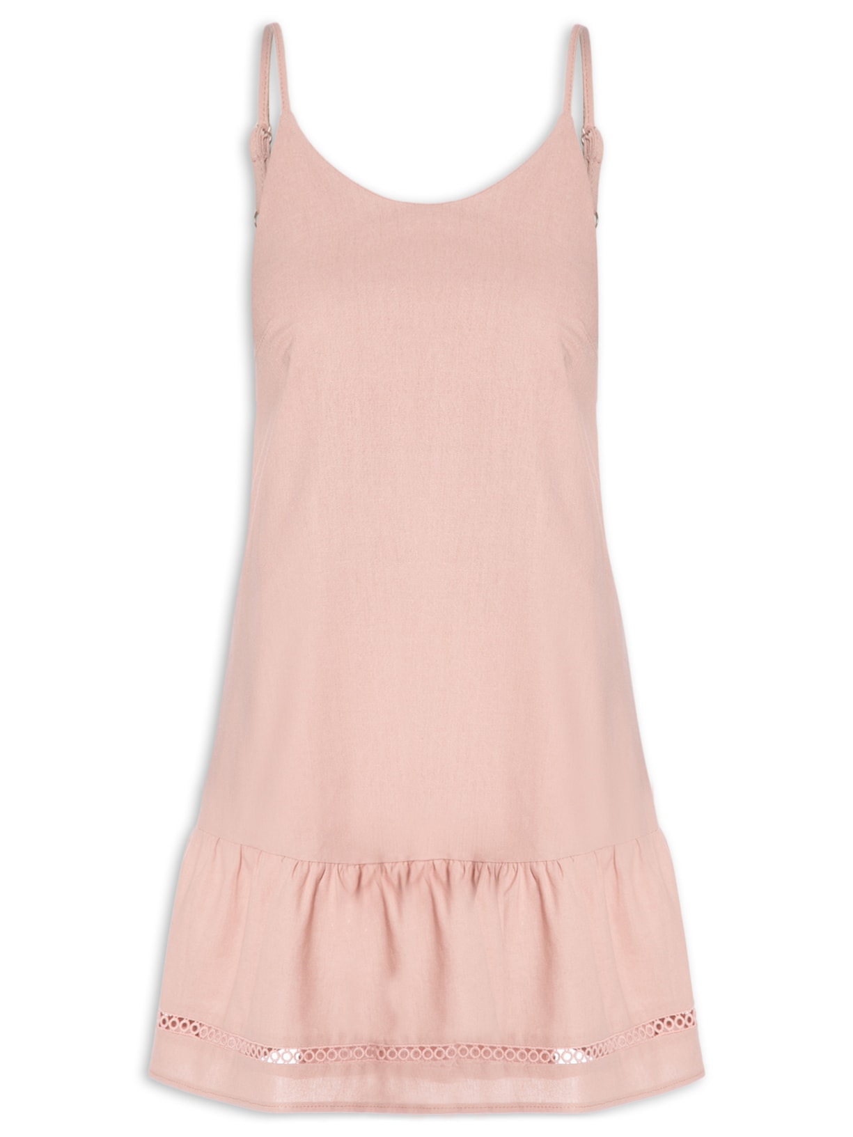 Vestido Curto Barra Detalhada - Rosa