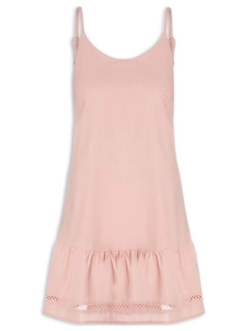 Vestido Curto Barra Detalhada - Rosa