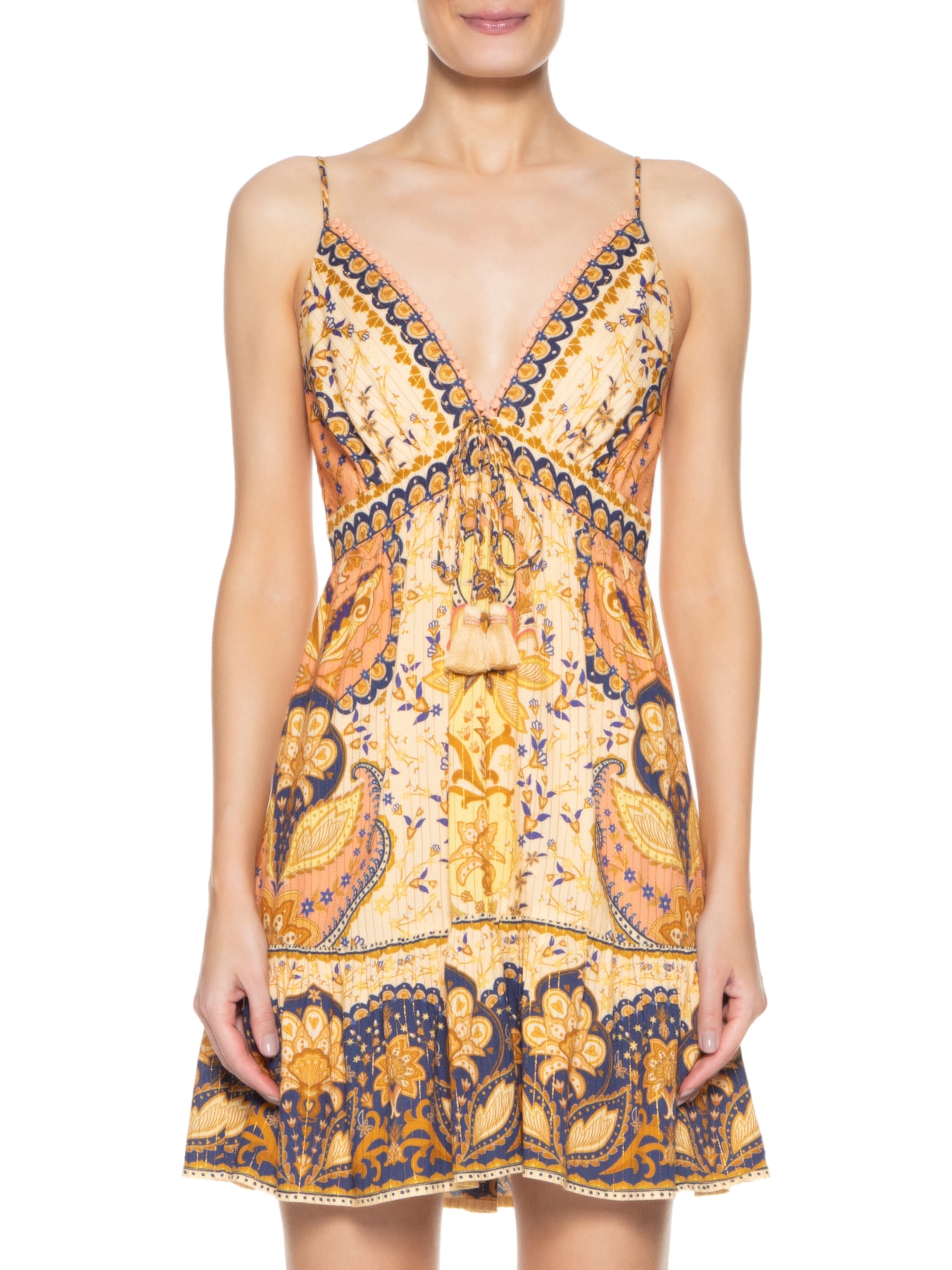 Vestido Curto Beleza Boho Amarelo Farm