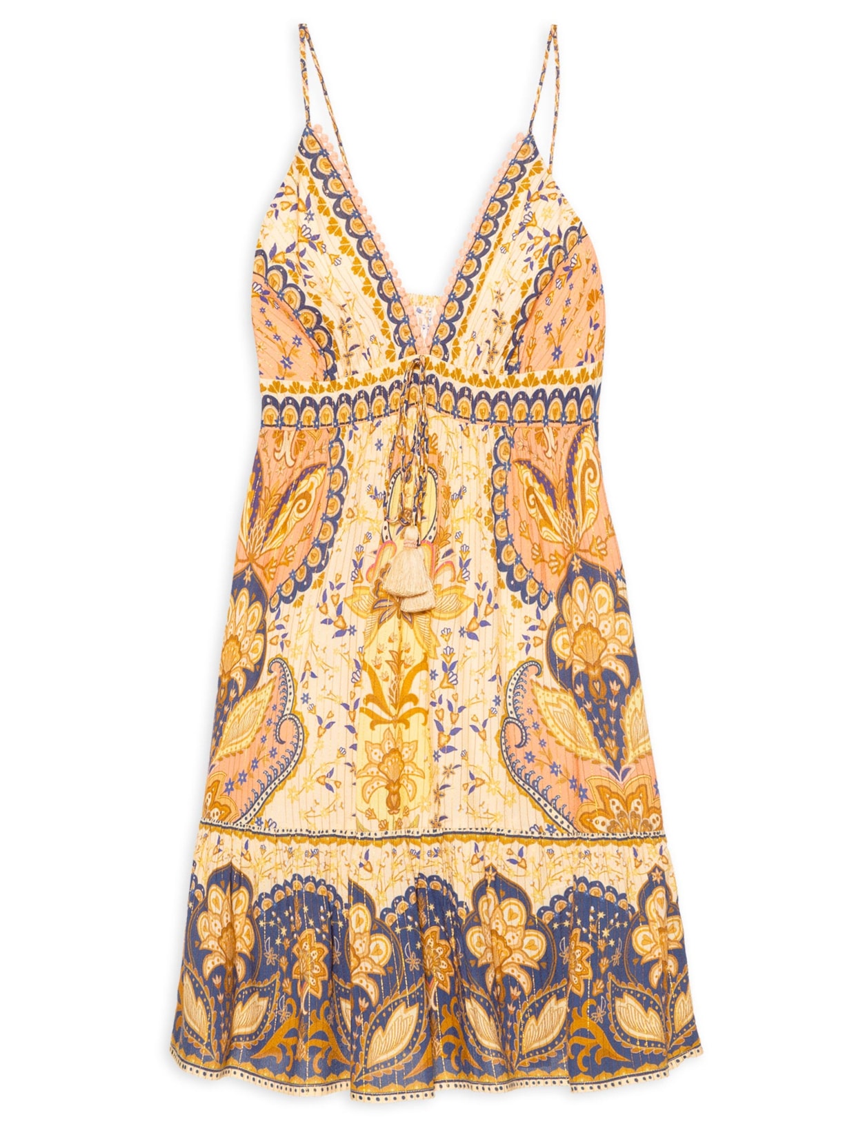 Vestido Curto Beleza Boho - Amarelo