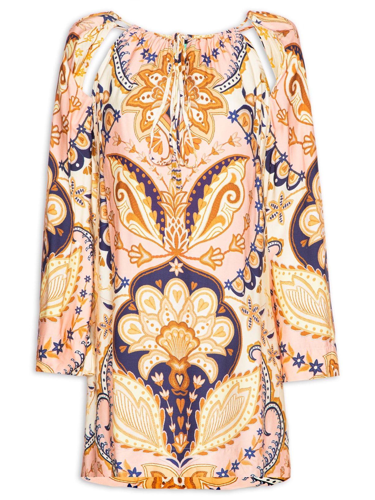 Vestido Curto Beleza Boho - Bege