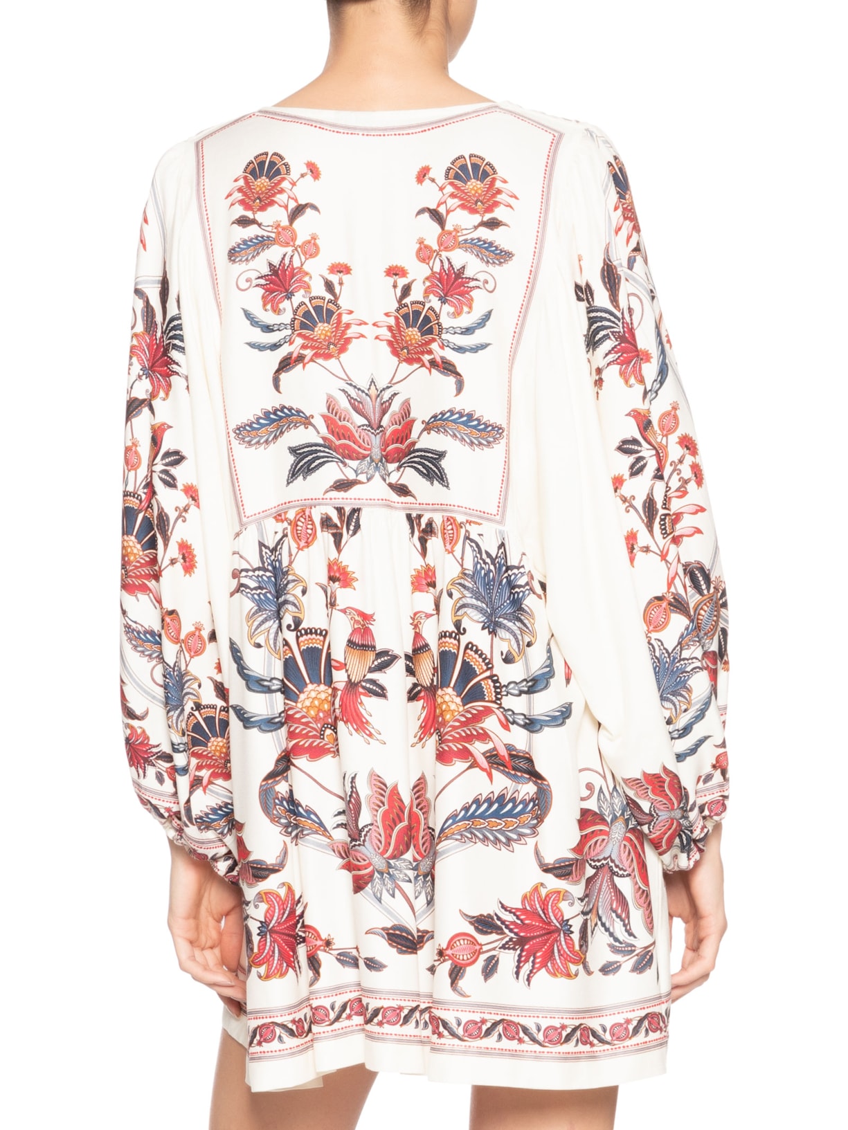 Vestido Curto Boho Flor Bege Farm