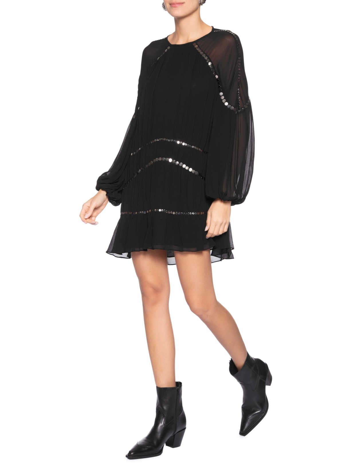 Vestido Curto Boho – Preto Animale