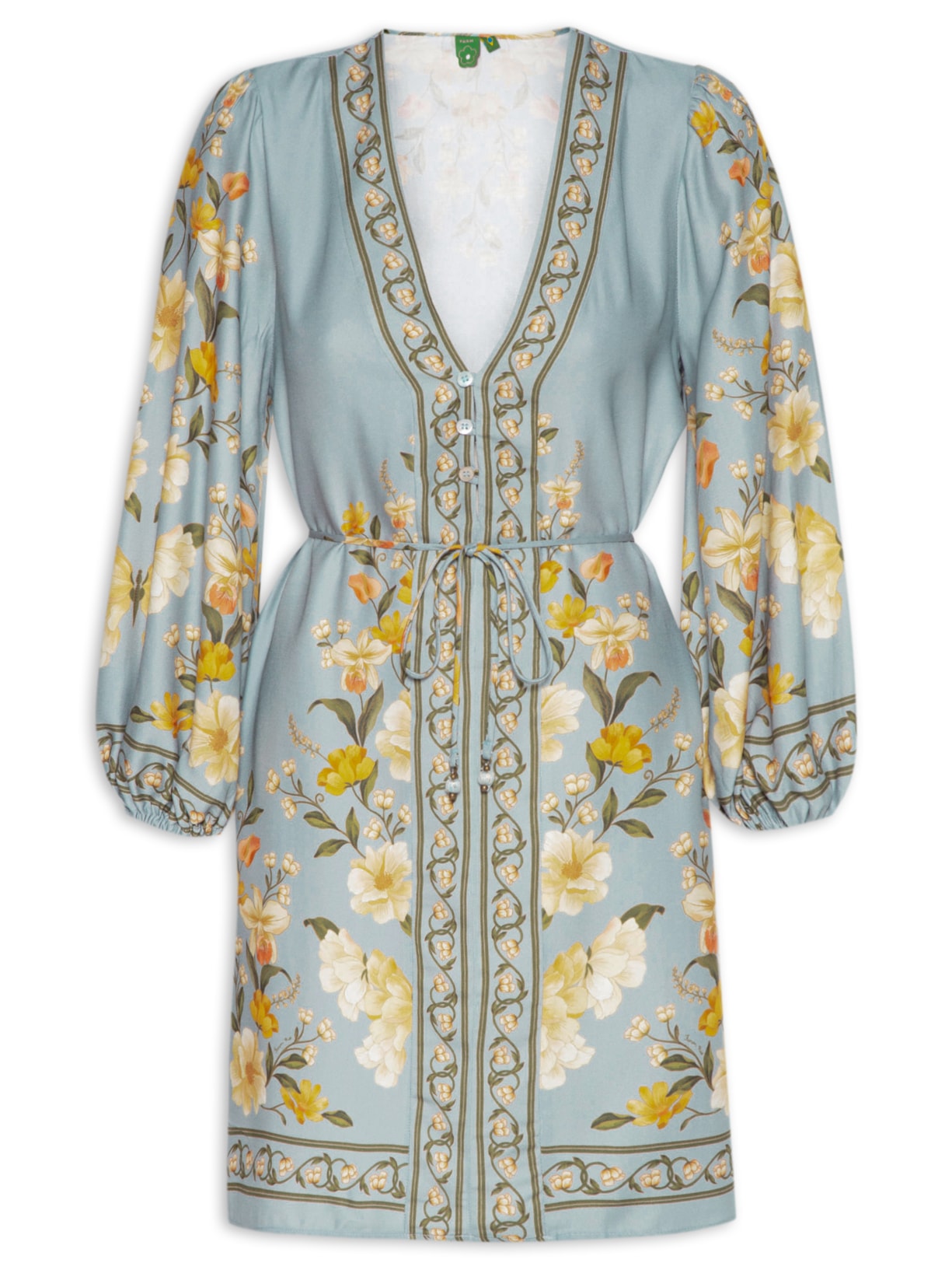 Vestido Curto Borboleta em Flor - Azul