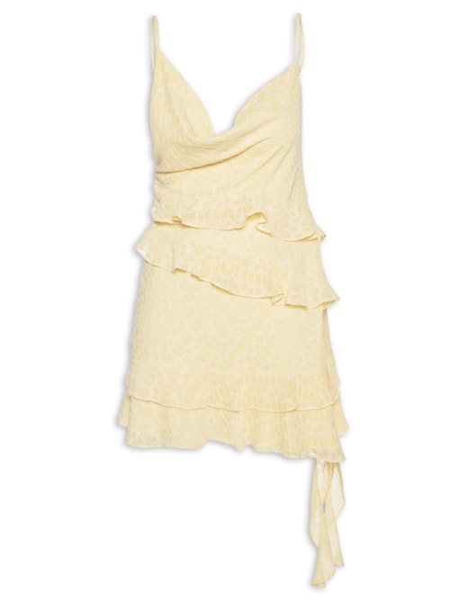 Vestido Curto Bordado Coqueirinho - Amarelo