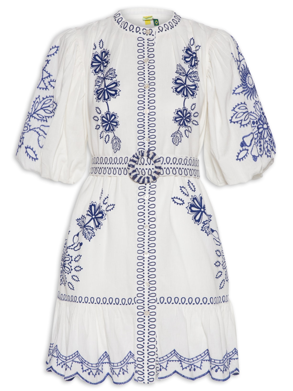 Vestido Curto Bordado Florência - Branco