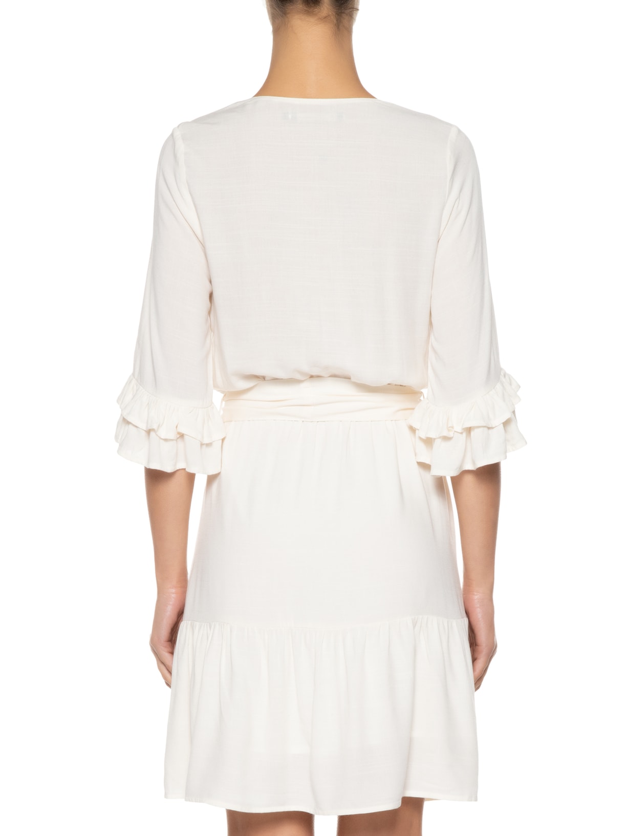 Vestido Curto Bordado Orla Off White Maria Filó