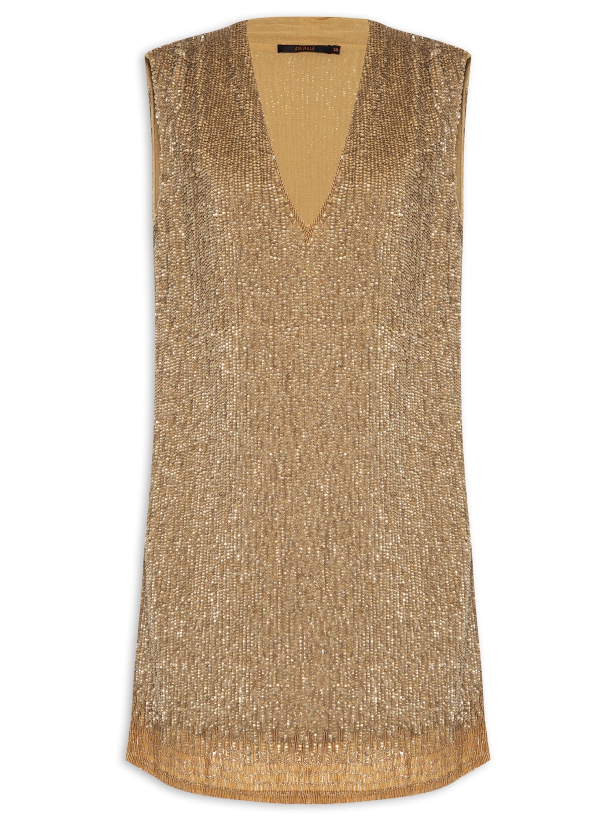 Vestido Curto Bordado Paetê - Dourado