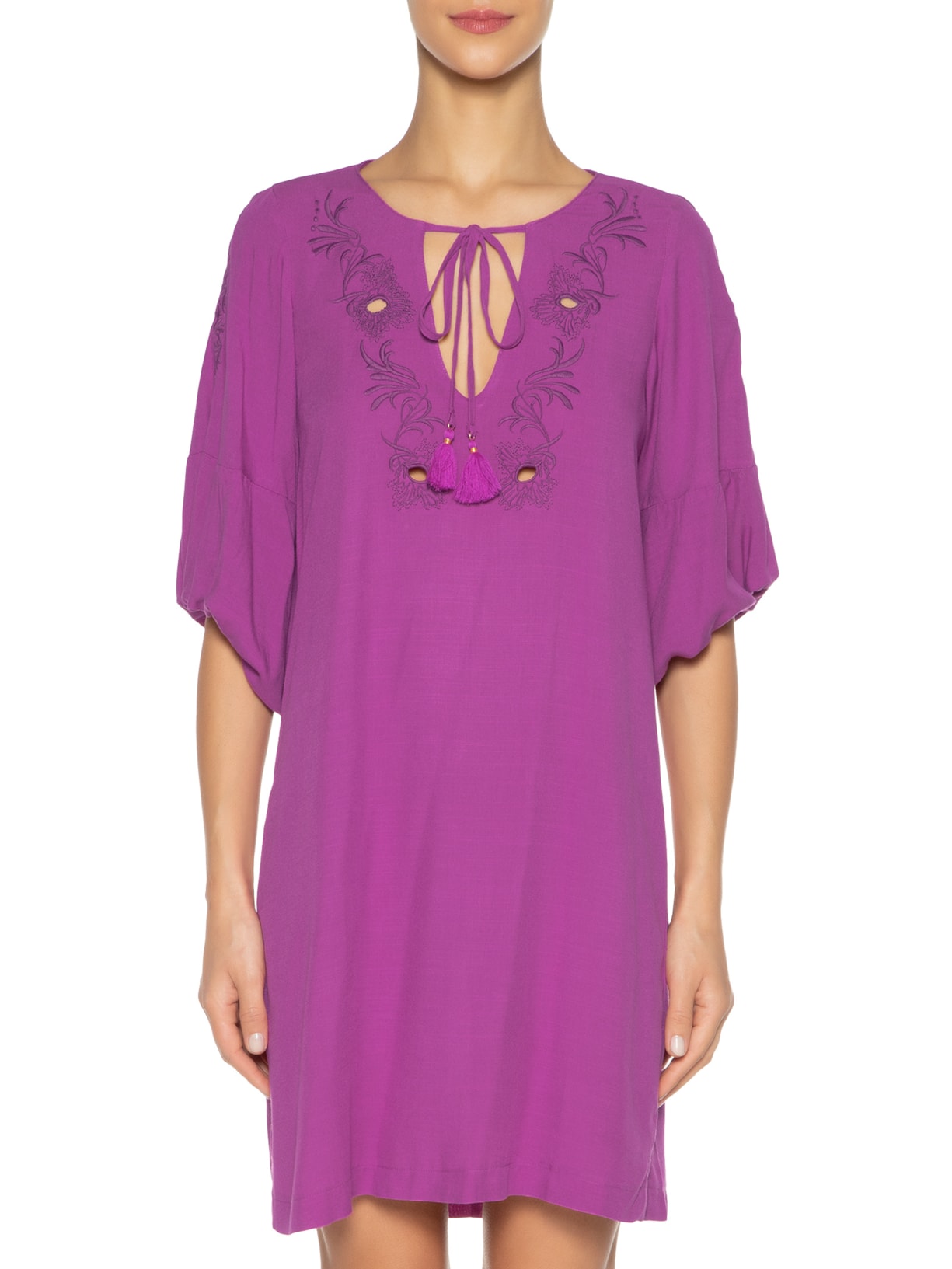 Vestido Curto Bordado Rosa Maria Filó