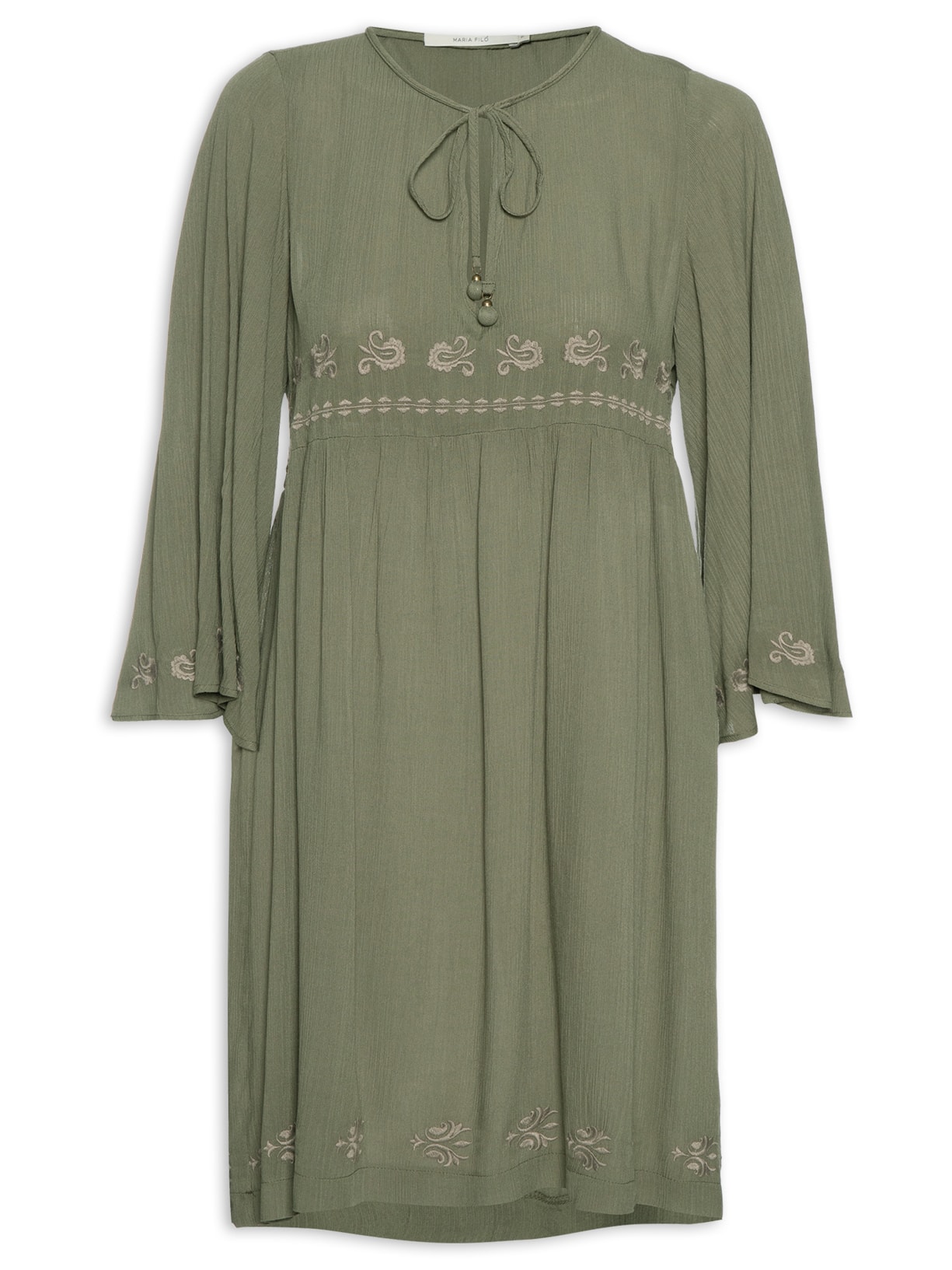 Vestido Curto Bordado Sarong - Verde