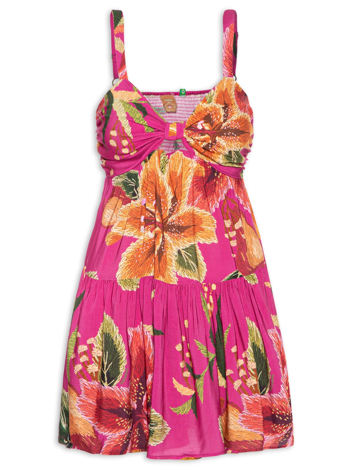 Vestido Curto Bordando Flor - Rosa