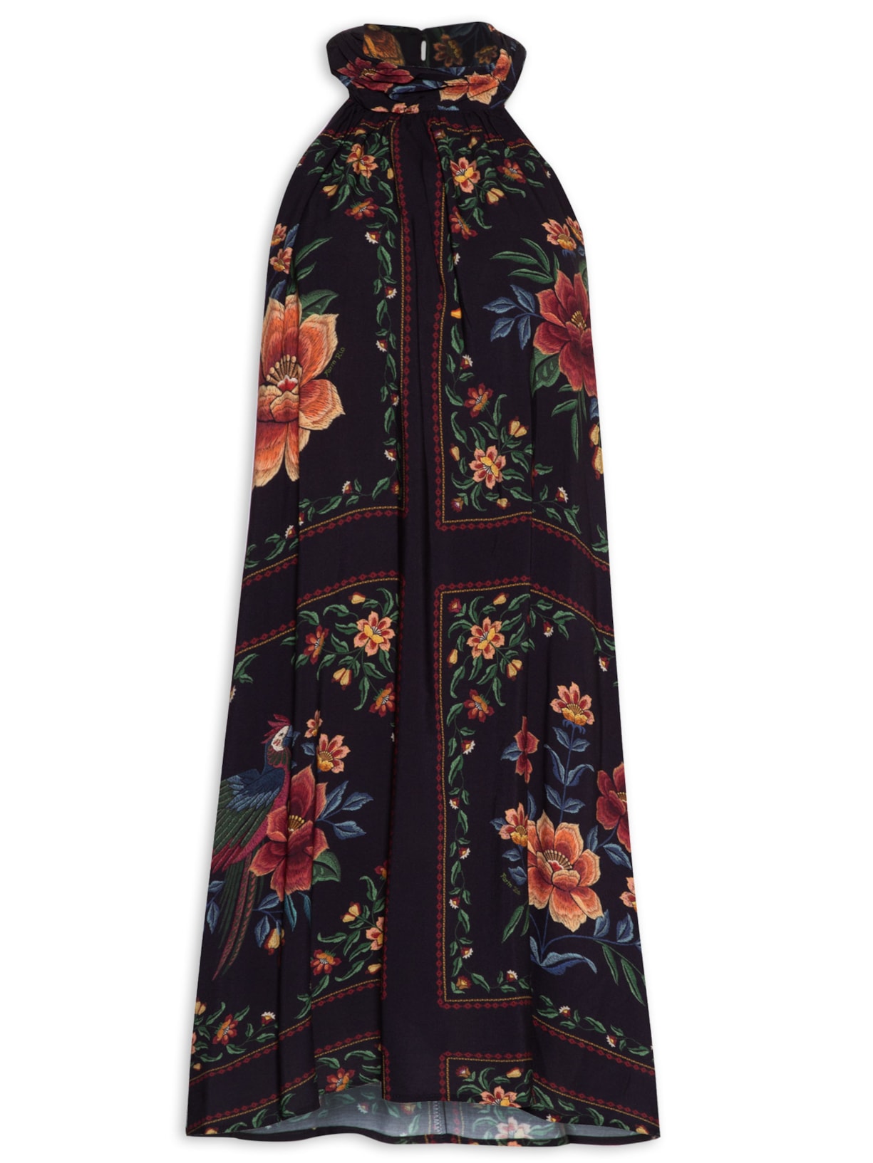 Vestido Curto Bouquet de Arara - Preto