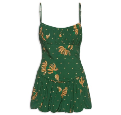 Vestido Curto Brilho De Banana - Verde