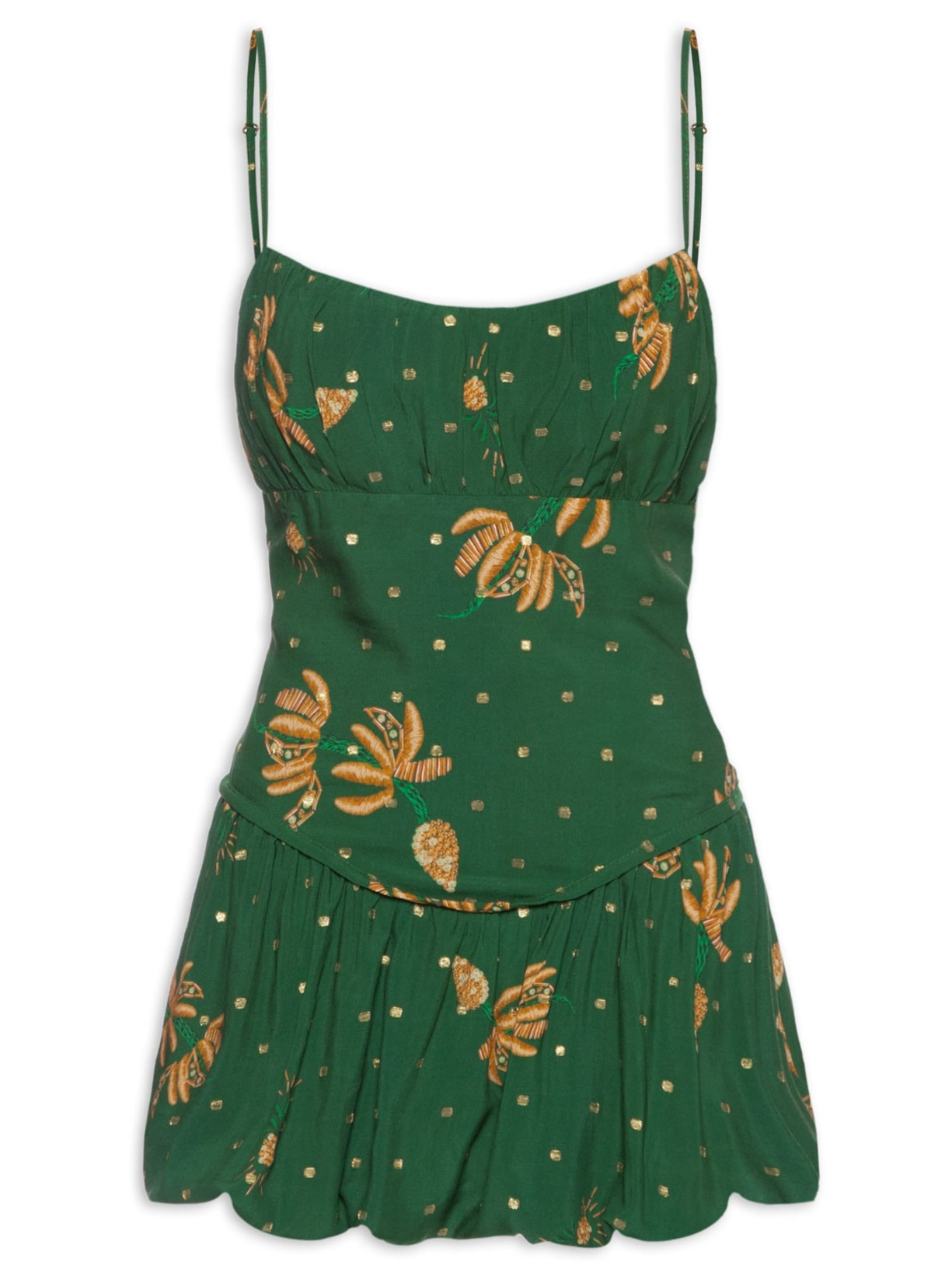 Vestido Curto Brilho De Banana - Verde