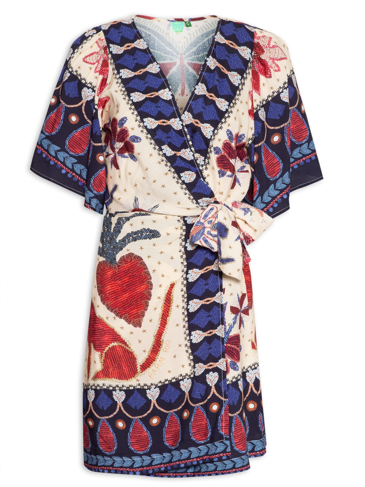 Vestido Curto Brilho Tropical Lenço - Azul
