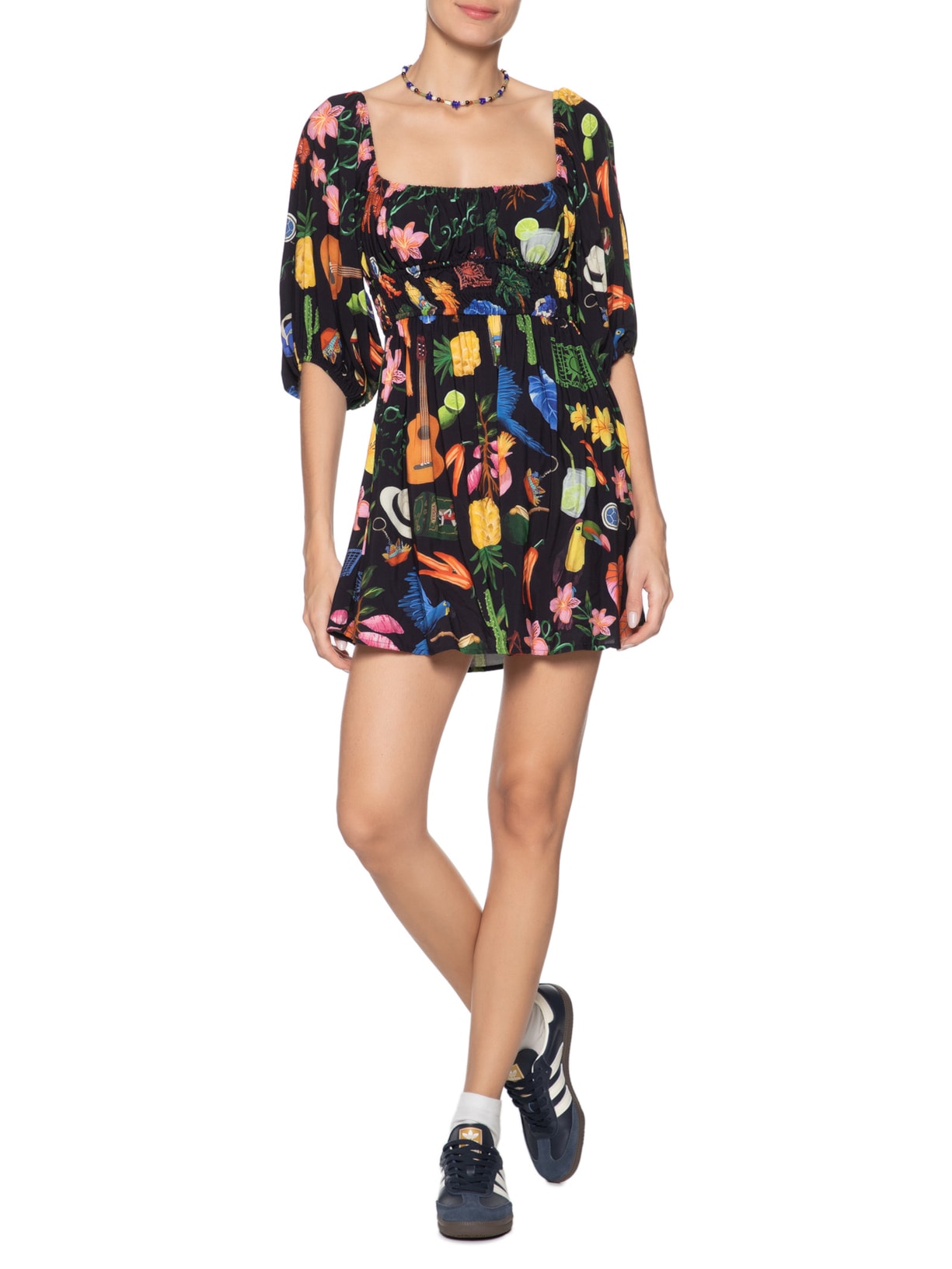 Vestido Curto Buena Gente Preto Farm