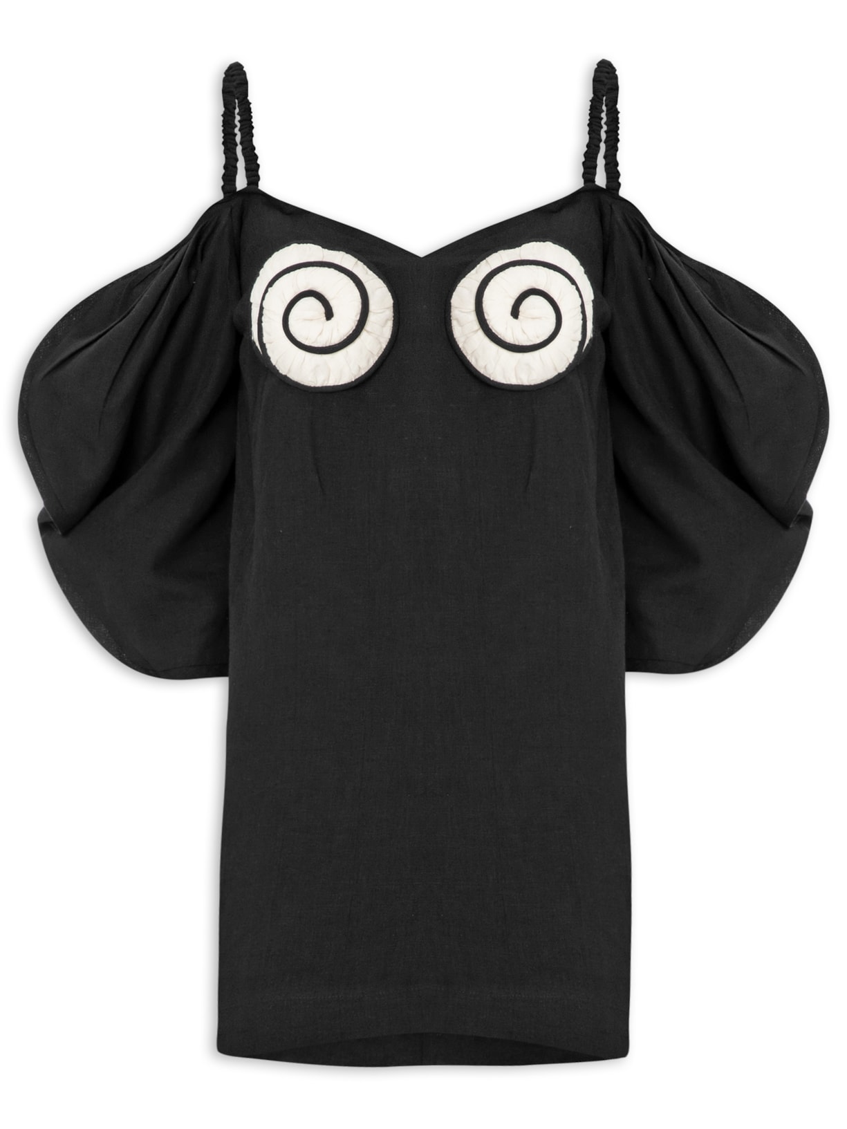 Vestido Curto Busto Caracol - Preto
