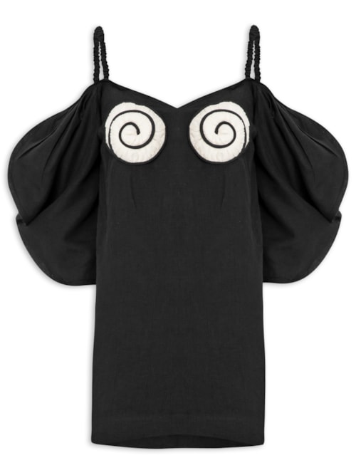 Vestido Curto Busto Caracol - Preto