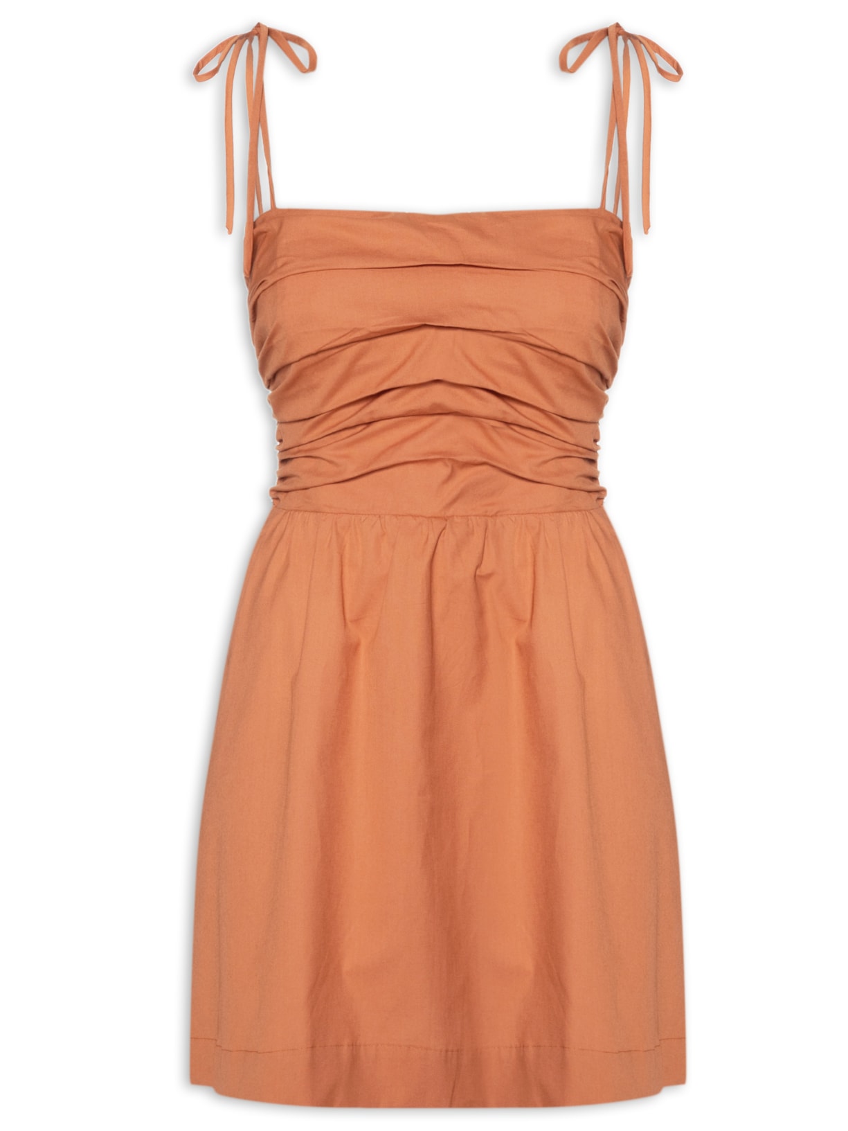 Vestido Curto Busto Drapeado - Laranja