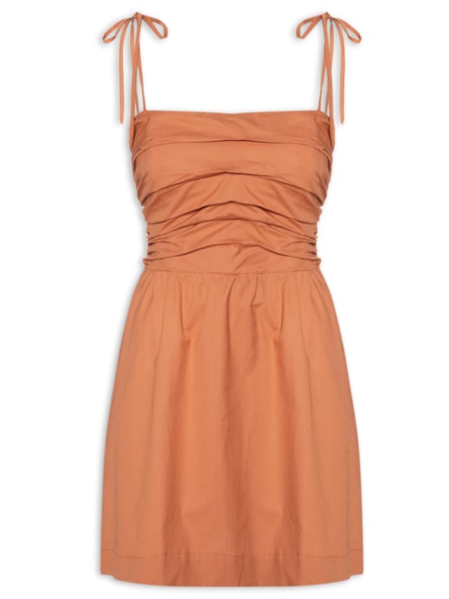 Vestido Curto Busto Drapeado - Laranja