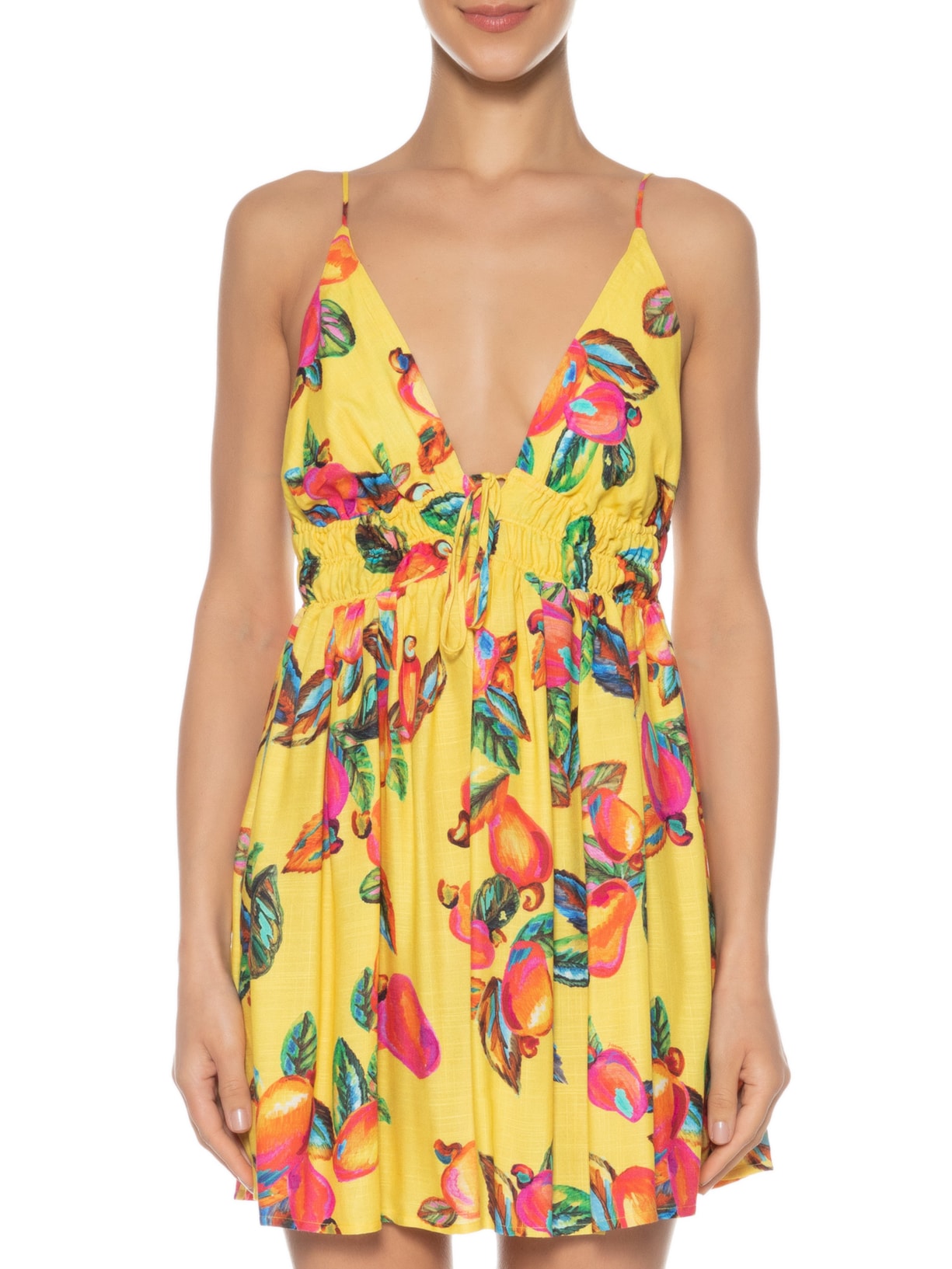 Vestido Curto Caju Céu Amarelo Farm