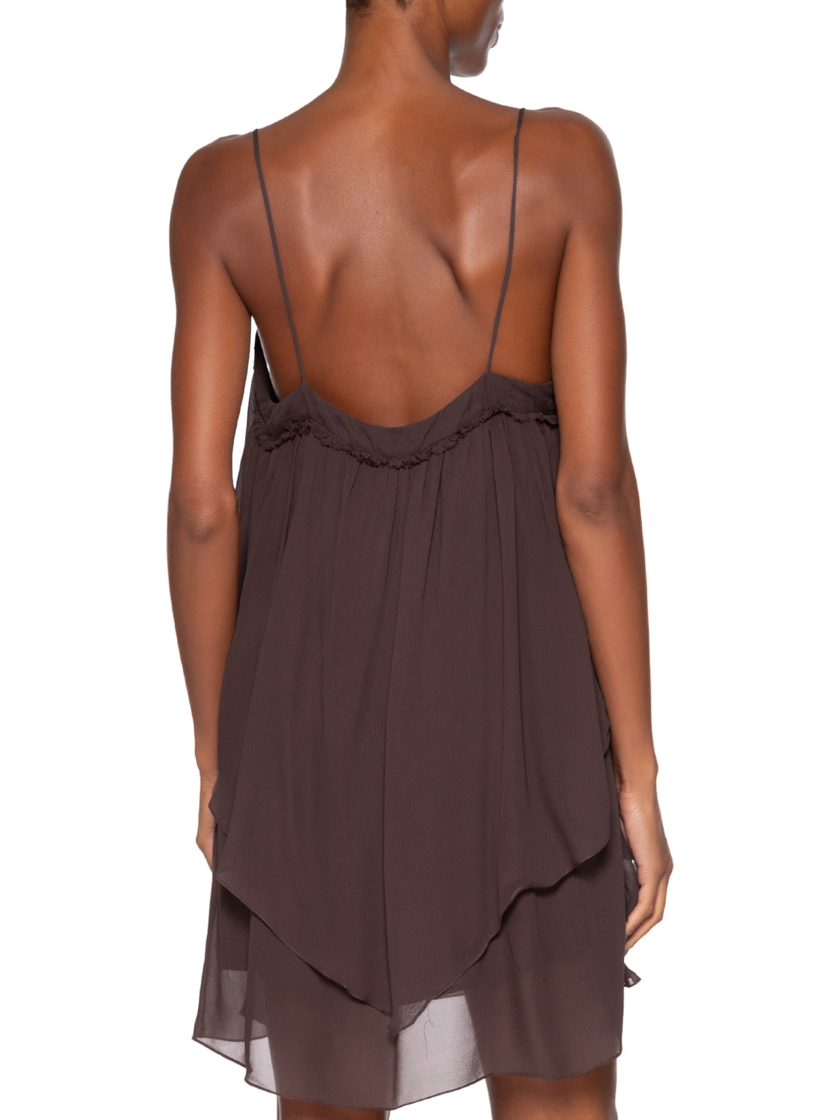 Vestido Curto Camadas Dries Marrom Animale