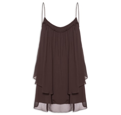 Vestido Curto Camadas Dries - Marrom