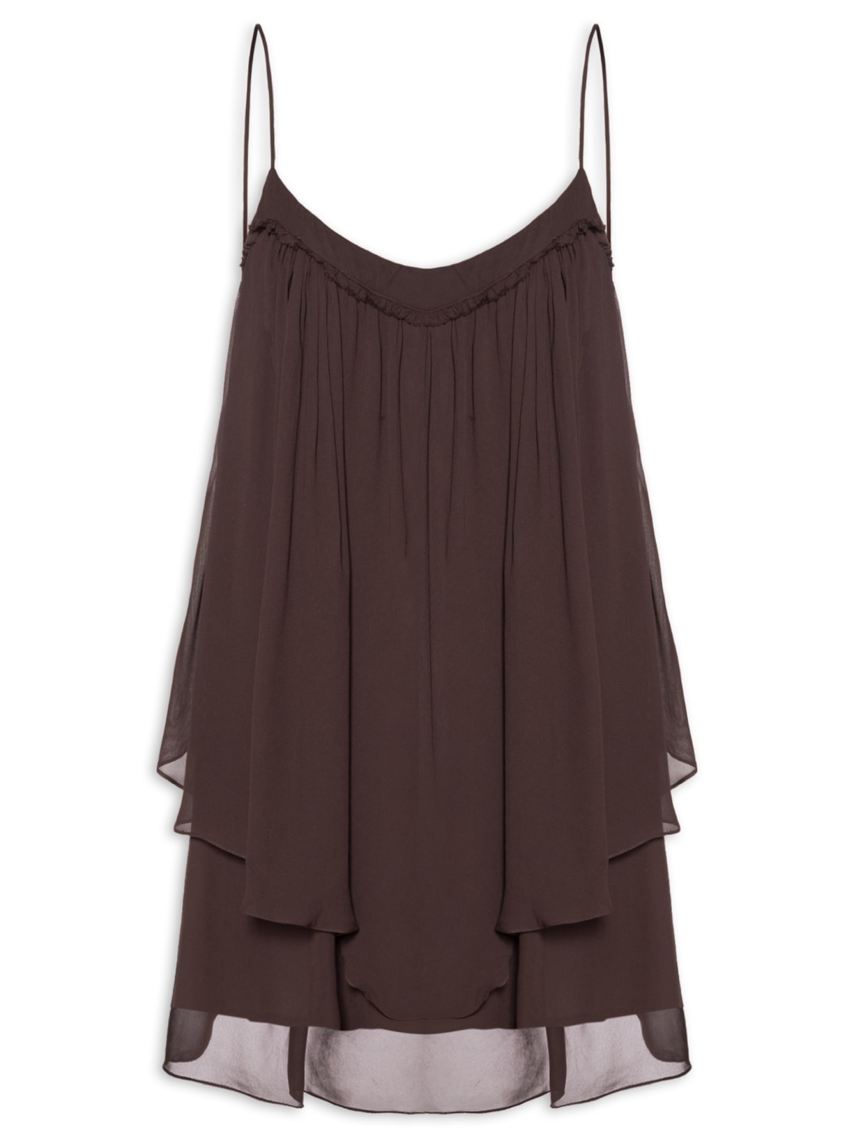 Vestido Curto Camadas Dries - Marrom