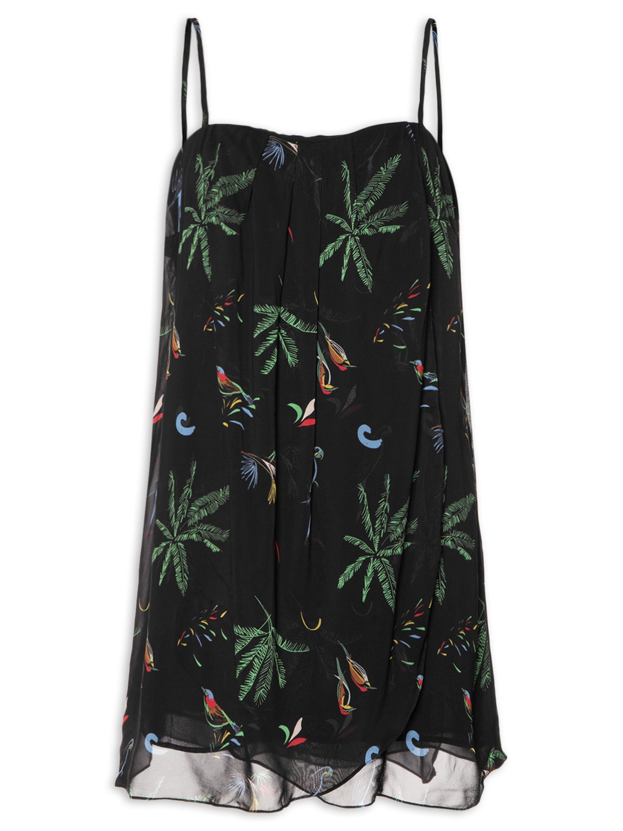 Vestido Curto Camadas Fig Mata Atlântica - Preto