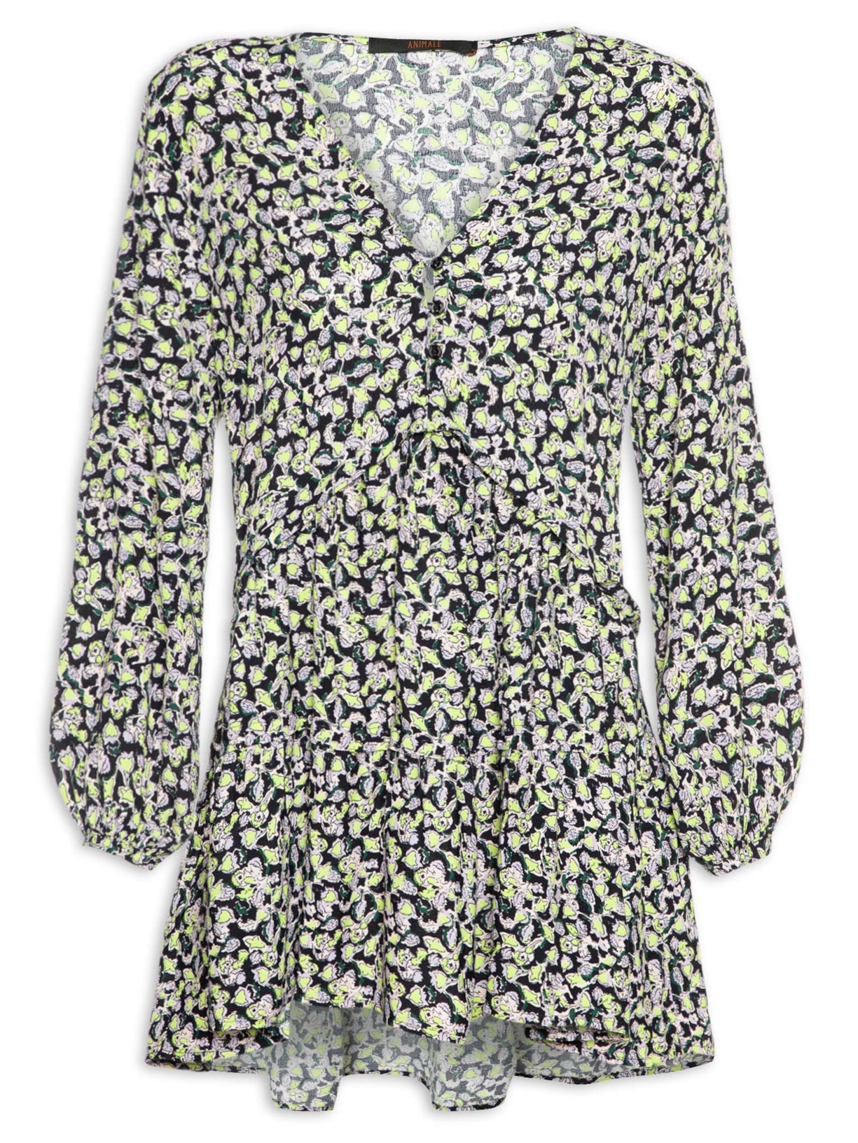 Vestido Curto Camadas Liberty Brumas - Preto