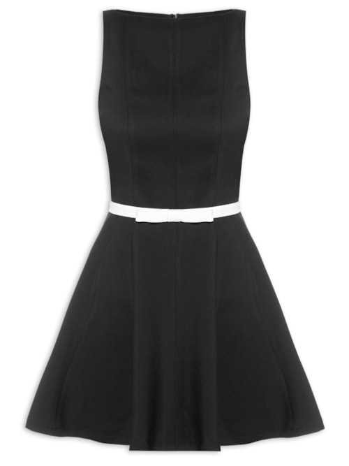 Vestido Curto Camile Cinto Laço - Preto