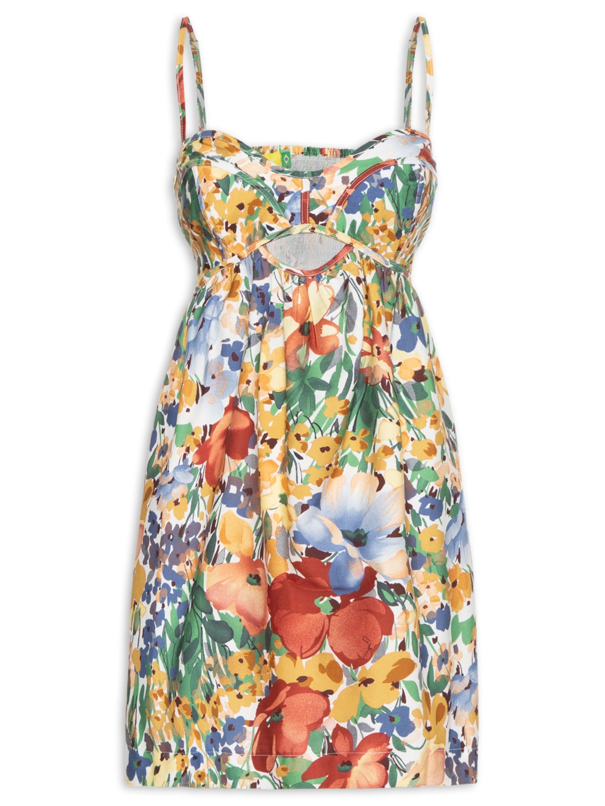 Vestido curto camponesa - Off-white