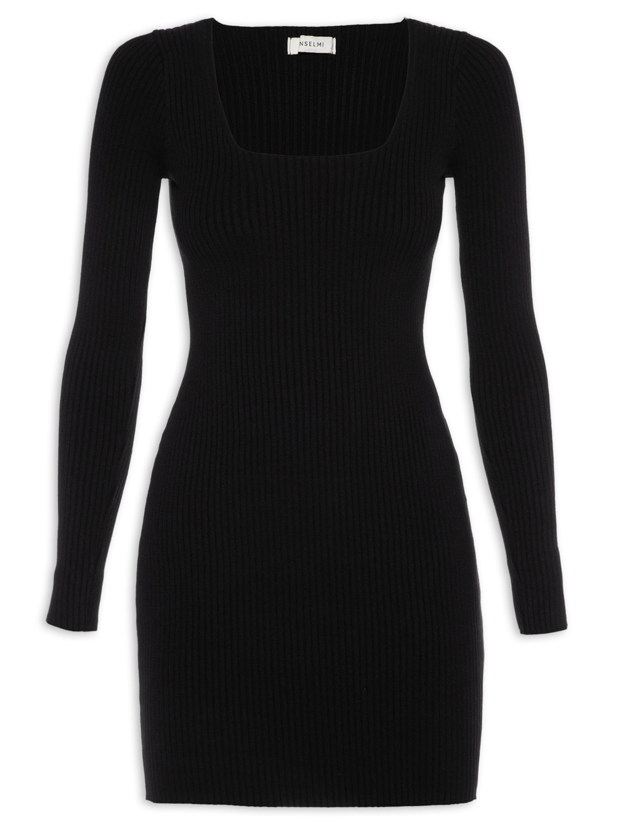 Vestido Curto Canelado - Preto