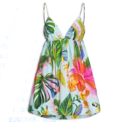 Vestido Curto Canto dos Pássaros - Azul