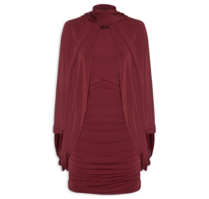 Vestido Curto Capa Jersey - Vermelho
