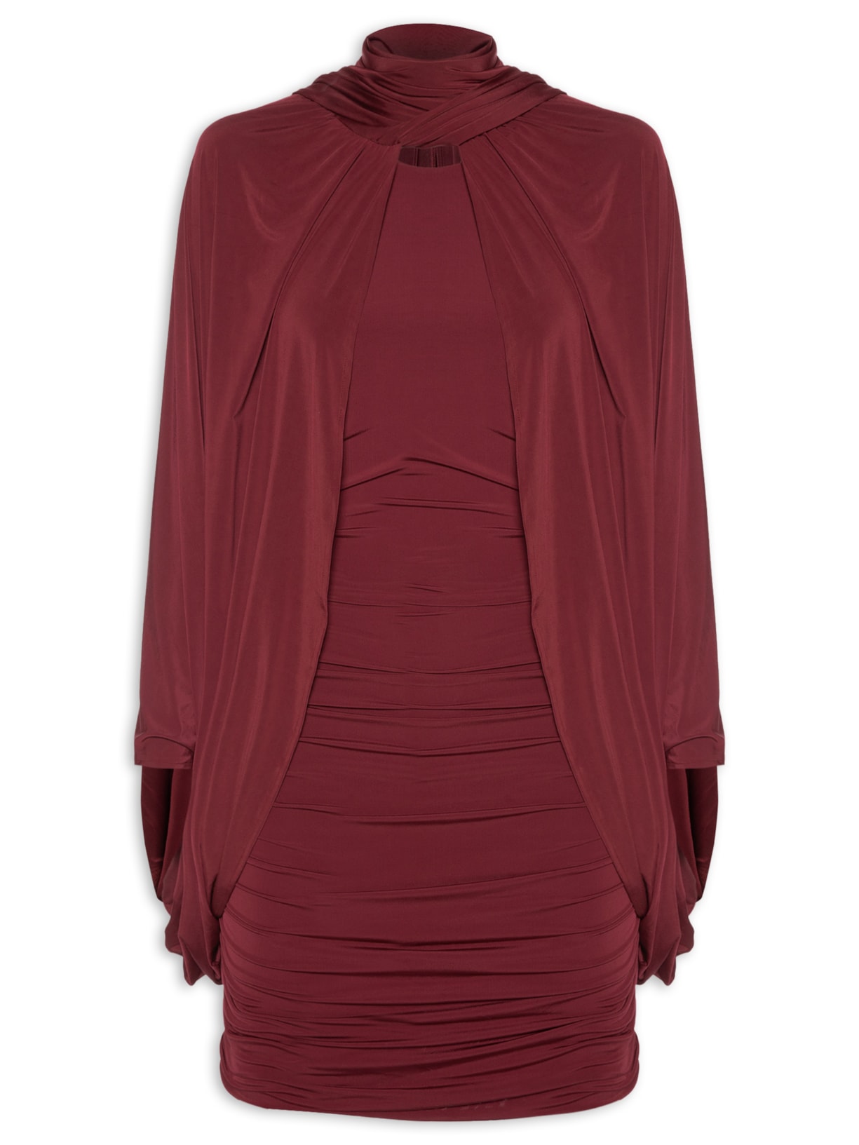 Vestido Curto Capa Jersey - Vermelho