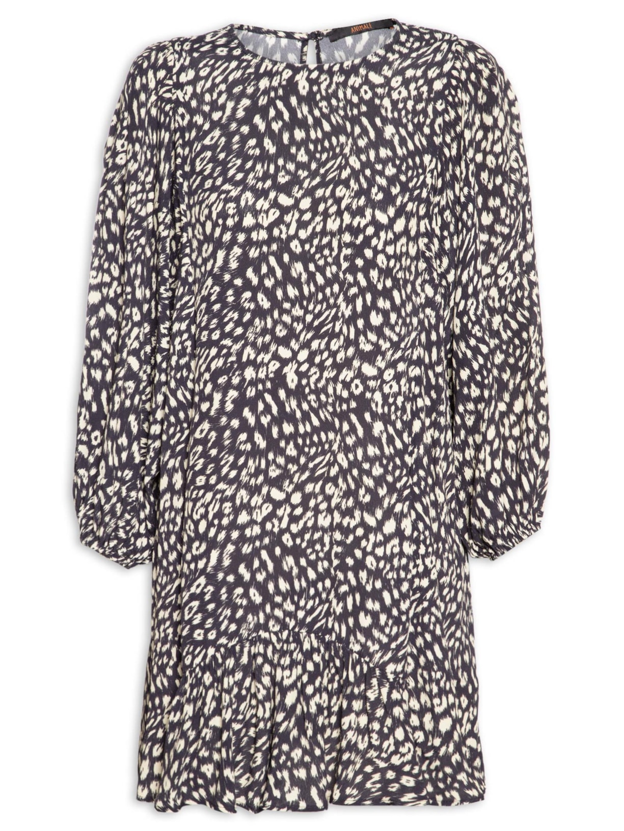 Vestido Curto Cava Quadrada Onça Abby Preto Animale