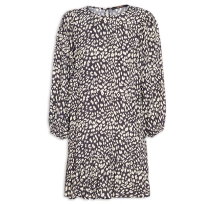 Vestido Curto Cava Quadrada Onça Abby - Preto