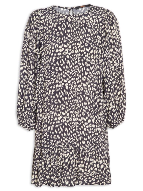 Vestido Curto Cava Quadrada Onça Abby - Preto
