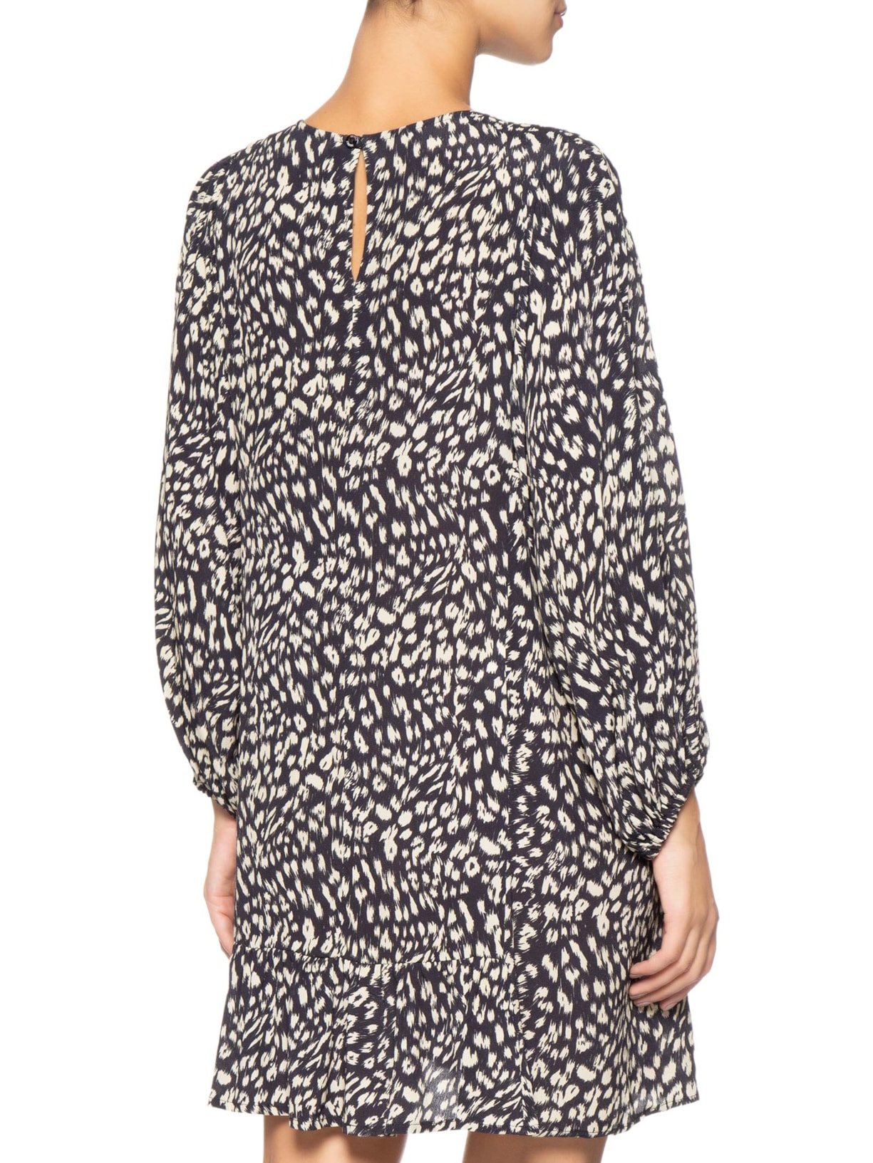 Vestido Curto Cava Quadrada Onça Abby Preto Animale